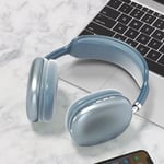 Casque Bluetooth sans fil sur l'oreille Casque sans fil PC Écouteur de jeu sur la tete P9 Casque stéréo Annulation de bruit Casque-STN01 Bleu