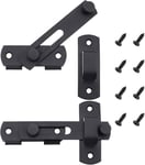 Lot De 2 Verrou De Porte Coulissante En Acier Inoxydable Serrure De Porte À Loquet À Bascule Portail Noir Mat Pour Les Portes Les Fenêtres Les Jardins-Avec Les Vis De Montage