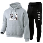 OKMJ Michael Jordan # 23 Sweat à Capuche pour Hommes, Sportswear Mens Loose Tracksuit Sweat à Capuche et Pantalon de survêtement, Costume de Sport de Fitness pour Hommes Grey-XL