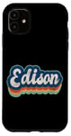 Coque pour iPhone 11 Edison Prénom Garçon Style Vintage Années 70 80 Personnalisé