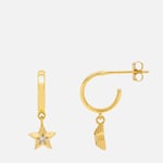 Estella Bartlett Cubic Zirconia Star Gold-Tone Hoop Earrings