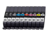 Canon Pfi-Mbk/Pbk/Co/Gy/R/C/M/Y/Pc/Pm 10 Ink Cartridge Multipack - 10-Pack - 14.4 Ml - Matt Svart, Fotomagenta, Rød, Gul, Magenta, Fotosort, Fotocyan, Grå, Cyan, Kromaoptimerer - Original - Blekkbeholder - For Imageprograf Pro-300