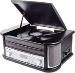 Lecteur De Disques Vinyles Mrd-51Black. Radio Numérique Dab Et Fm. Lecteur Cd Et Cassette. Haut-Parleurs 5W. Fonction D'Enregistrement. Design Rétro. Boîtier En Bois. Noir