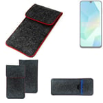 Felt Case for Samsung Galaxy A16 5G dark gray red edges Cover bag Pouch