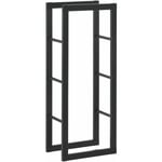 Porte-bûches robuste range-bûches solide support pour bois de chauffage rangement efficace pour intérieur extérieur acier laqué 40 x 100 x 25 cm noir