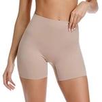 Joyshaper Femme Pantalon Doux Élastique Short sous Jupe Anti Frottement Cuisse Shorty pour Robe Panty de Sécurité Invisible Boxer Shorts Culottes Caleçon sans Couture Shorty Cycliste Beige L