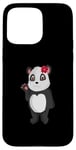 Coque pour iPhone 15 Pro Max Ours panda amusant avec fleur panda ours