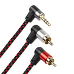 90 Degree Right Angle 3.5mm to 2 RCA Cable 6FT,2RCA Male to 3.5mm TRS Male Stereo Y Splitter Adapter for Smartphone, Speaker, MP3, Tablet & More