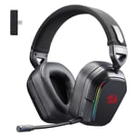 Redragon H868 Casque de jeu sans fil RVB 3 modes, son surround 7.1, pilote de 40 mm, coussinets en cuir et mousse, microphone antibruit, casque supra-auriculaire pour téléphone portable,