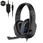 Casque de jeu filaire avec microphone pour ordinateur portable PS4 PS5 Play Station 4 5 pour Nintendo Switch Tablet Gamer Headset-noir bleu_XINENGJI