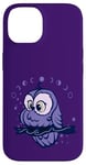 iPhone 14 Cute Lilac Owl Moon Galaxy Cartoon Owl Case