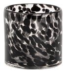 Lama telysholder leopard glass 10x10 Sort