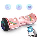 QINGMM Hoverboard,Self Balancing Electric Scooter with Bluetooth Speakers And LED Glowing Tires,for Kids And Adult, Smart App Control,Pink