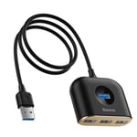 Baseus Square rund 4 i 1 USB HUB Adapter - Svart