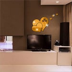 Oppal 3D Miroir Amour Coeurs Sticker Mural Autocollant Bricolage Maison Chambre Art Mural décor Amovible, décor à la Maison pour Le Jour de Pâques (Or)