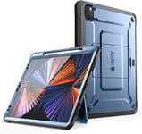 Ub Pro Series Coque Pour Ipad Pro 12,9"" Version 2020, Prend En Charge Le Chargement Du Stylet Apple Avec Protecteur D'écran Intégré Coque De Protection Robuste Avec Béquille - Bleu Ardoise.[G1048]