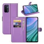 Oppo A74 5G      Pu Wallet Case    [Purple]