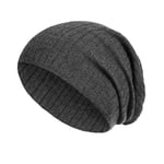 SERIMANEA Bonnet Léger pour Hommes et Femmes - 100% Laine Mérinos - Bonnet en Laine Style Slouch - Bonnet Laine - Bonnet Graphite Homme - Bonnet Graphite Femme -Bonnet Homme Graphite