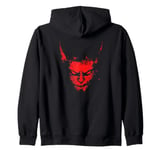 Halloween Horror Costume - Red Black Demon Face Zip Hoodie