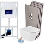 Pack wc Bâti-support + wc Roca The Gap sans bride fixations invisibles + Plaque blanche + Set habillage (ViConnectGap-2-sabo) - Villeroy&boch