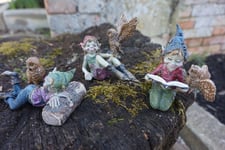 96165 3  FIGURINE TROLL ELFE  PIXIE AVEC CHOUETTE  PIXIES FARFADET BRETAGNE ANGE