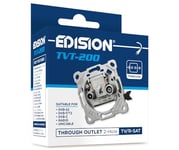 EDISION Prise Satellite TV Universelle TVT-200, Prise de Passage TV/R-Sat encastré 2 connecteurs, Convient pour Sat DVB-S2, Unicable, TNT DVB-T/T2, DVB-C, Radio, FM, Dab+, Passe DC, 2 Sorties