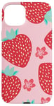 iPhone 15 Plus Strawberries Summer Fruit Flowers Pink Kawaii Strawberry Case