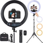 Ring Light Avec Trépied, 21 Pouces 2900-6000K Led Anneau De Lumière Réglable, Anneau De Lumière Pour Téléphone Youtube Tiktok Makeup Video Filming, Cri>97