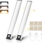 6000K Eclairage Led 4 Modes, Reglette Led Cuisine Luminosité Réglable 3 Couleurs Lampe Placard Detecteur Mouvement Sans Fil Rechargeable Pour Cuisine, Armoires, Escalier, Couloir(2[YED141925]