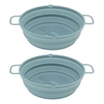 Pot pliable en Silicone de qualit&eacute; alimentaire, rev&ecirc;tement en Silicone pour friteuse, pour cuiseur &agrave; Air, panier rond en Silicone bleu, 2 pi&egrave;ces