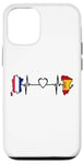 Coque pour iPhone 13 Drapeau de la France Espagne – battement de cœur espagnol français