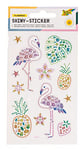 folia Shiny Flamingo, 12 Stickers, Made of Colourful Rhinestones, in Different Designs, Easy to Peel Off The Film, One Size