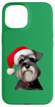 iPhone 15 Miniature Schnauzer With Santa Hat Christmas Xmas Dog Owner Case