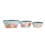 All Chic Lot de 3 Pots de Fleurs Faits à la Main Motif Oiseau Blanc/Bleu Taille S, M et L