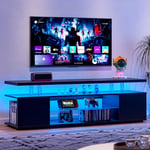 Support TV pour téléviseur LED de 65 pouces, centre de divertissement de jeu, table de console de stockage multimédia avec grande armoire latérale