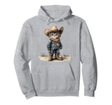 Black Cat in Cowboy Boots Pullover Hoodie