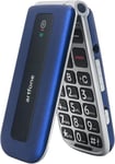 Téléphone Portable Senior Débloqué,2G GSM Clapet avec Grandes Touches,Big Volume Bouton SOS,Écran de 2,4 Pouces,Radio FM,Haut-Parleur de Boîte,Torche,Batterie 1000mAh,Bleu