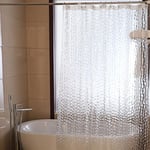 Rideau de Douche Transparent Anti-Moisissure Imperméable avec Crochets Antirouilles pour Baignoire, Douche, Salle de Bain - 180x200cm