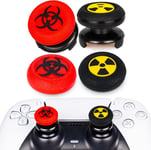 Lot De 4 Extensions De Pouce Et Caoutchouc Texturé 3d Pour Ps5 Dualsenese & Ps4 Manette(Rouge Bioh+Noir De Rayonnement)