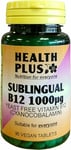 Health Plus Sublingual Vitamin B12 1000µg (Cyanocobalamin) : Vitamin B12 Supplement : 90 Tablets, in a Planet-Friendly 99% Recycled Pot