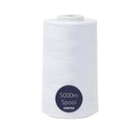 Korbond Overlocking Sewing Thread - 5000m Polyester Coated White Thread – Sewing, Stitching and Quilting - Overlocker Thread White