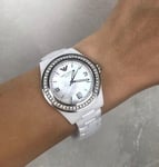 EMPORIO ARMANI WOMENS WATCH WHITE CERAMIC BRACELET AND WHITE DIAL AR1426 GENUINE