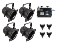 Set 4x PAR-38 Spot bk dim2warm + EDX-4 DMX RDM LED Dimmer pack