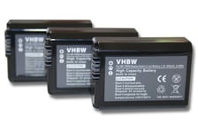 vhbw 3x Batteries compatible avec Sony Alpha NEX-F3K, SLT-A33 appareil photo, reflex numérique (950mAh, 7,2V, Li-ion) avec puce d'information