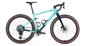 Velo de gravel bmc urs 01 three sram force etap axs   x0 eagle axs 12v 700 mm bleu vert minty aqua 2024