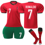 24-25 Portugal Hemma Fotboll Barn Tröja Nr. 7 Cristiano Ronaldo home 8-9 years