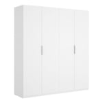 Armoire Dmaehl, Cintre pour chambre à coucher, Armoire avec 4 portes battantes, 180x52h204 cm, Blanc