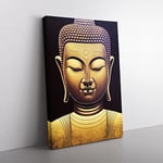 Golden Buddha No.3 Canvas Print for Living Room Bedroom Home Office Décor, Wall Art Picture Ready to Hang, 76x50 cm (30x20 Inch) CAN3020-V1022-CK-2365