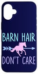 Coque pour iPhone 16 Plus Équitation Barn Hair Don't Care Funny Equestrian Rider