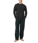 LAPASA Ensemble de Pyjama Homme Chaud & Confortable Haut Coton & Pantalon Coton Flanelle M79 Haut Gris Foncé + Pantalon Vert & Bleu, S